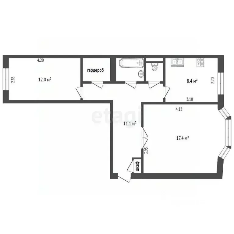 2-к кв. Ямало-Ненецкий АО, Новый Уренгой Сибирская ул., 55 (56.4 м) - Фото 1