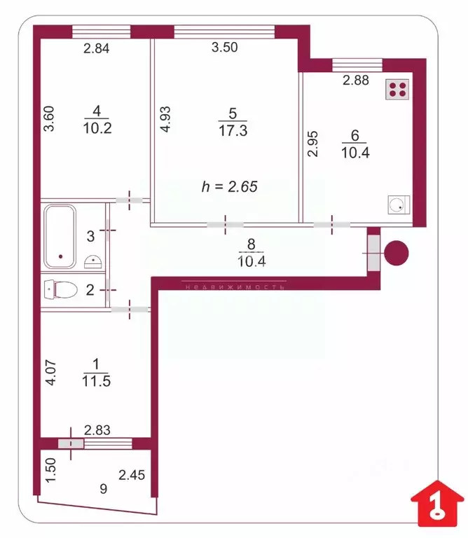3-к кв. Омская область, Омск ул. Лукашевича, 2А (63.0 м) - Фото 2