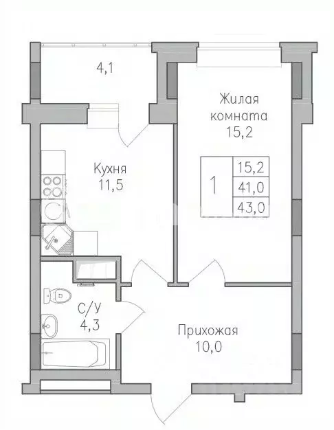1-к кв. Воронежская область, Воронеж Поколение жилой комплекс (43.0 м) - Фото 0