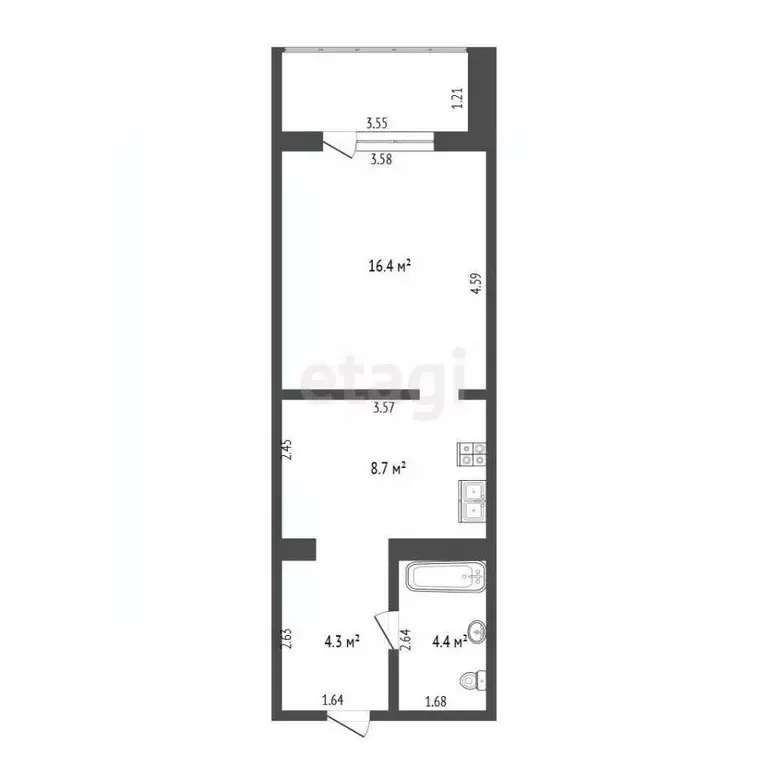 1-к кв. Пермский край, Пермь ул. Восстания, 71 (33.8 м) - Фото 2