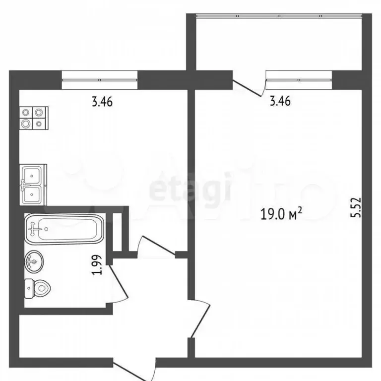 1-к. квартира, 37,1 м, 7/10 эт. - Фото 0