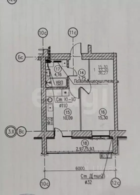 1-к кв. Татарстан, Казань ул. Николая Ершова, 66В (33.1 м) - Фото 2