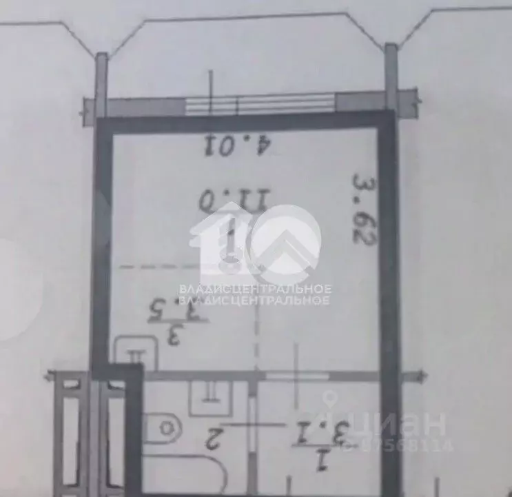 Студия Новосибирская область, Новосибирск ул. Одоевского, 1/8 (24.0 м) - Фото 2