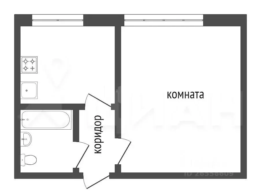 1-к кв. Калужская область, Калуга Пролетарская ул., 155 (31.7 м) - Фото 2