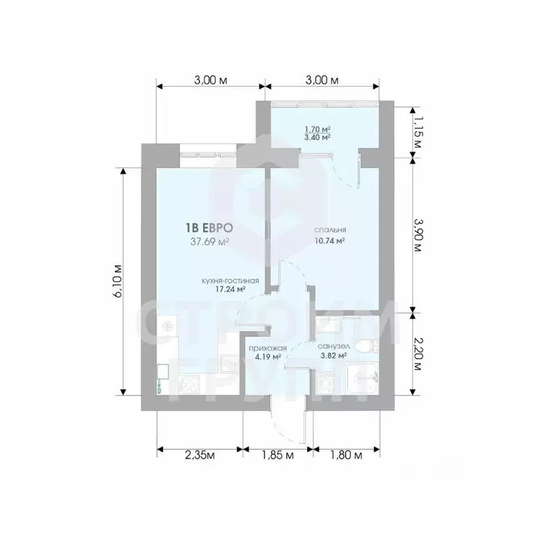 1-к кв. Владимирская область, Суздаль  (37.69 м) - Фото 2