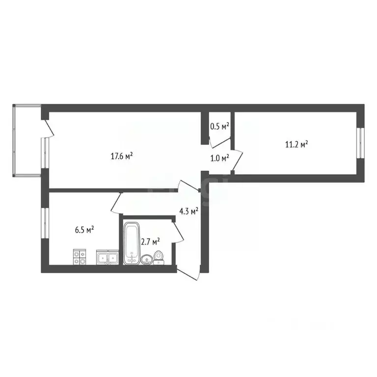 2-к кв. Севастополь ул. Хрусталева, 29 (43.8 м) - Фото 2