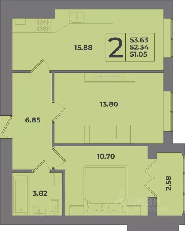 2-к кв. Калининградская область, Калининград Коммунистическая ул. ... - Фото 1