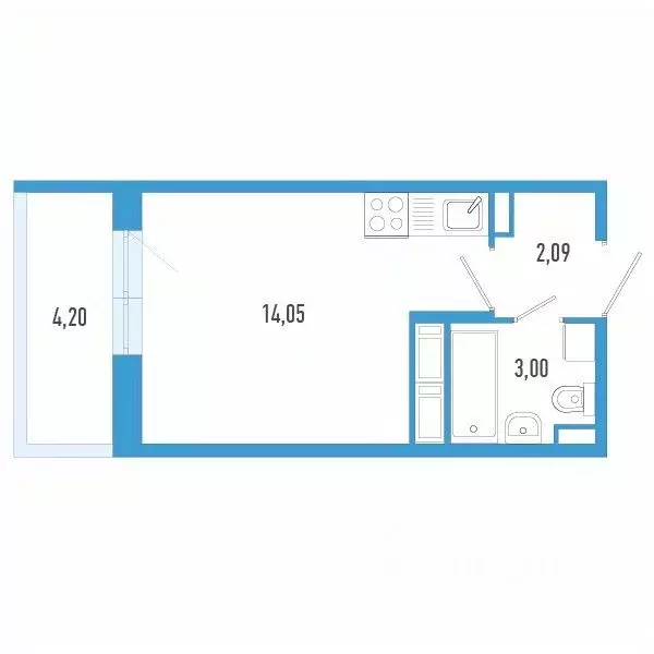 Студия Санкт-Петербург пос. Шушары,  (20.4 м) - Фото 0