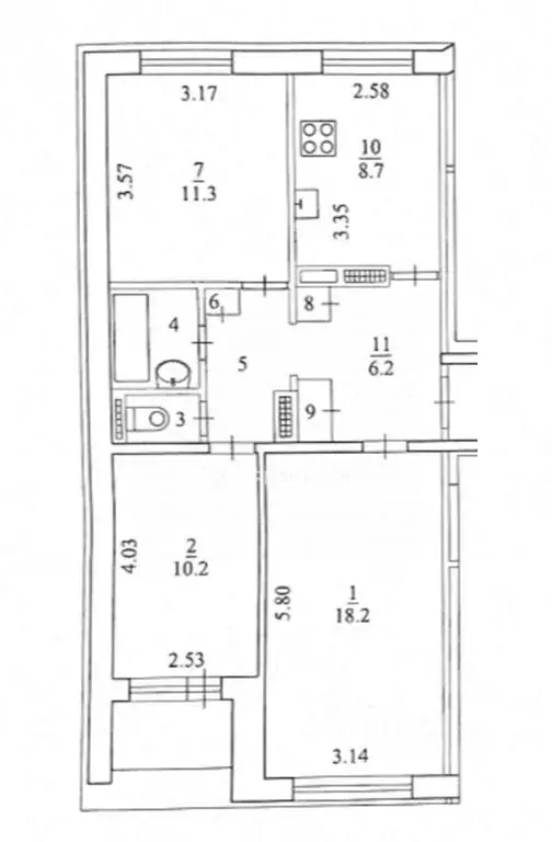 3-к кв. Архангельская область, Архангельск ул. Логинова, 23к1 (63.0 м) - Фото 1