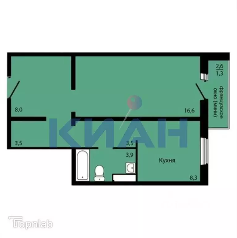 1-к кв. Красноярский край, Красноярск Аральская ул., 51 (45.1 м) - Фото 1