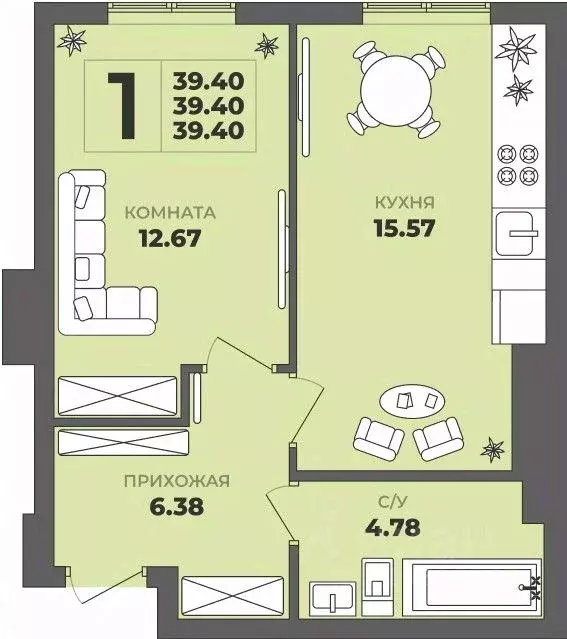 1-к кв. Калининградская область, Калининград ул. Генерала Толстикова, ... - Фото 1