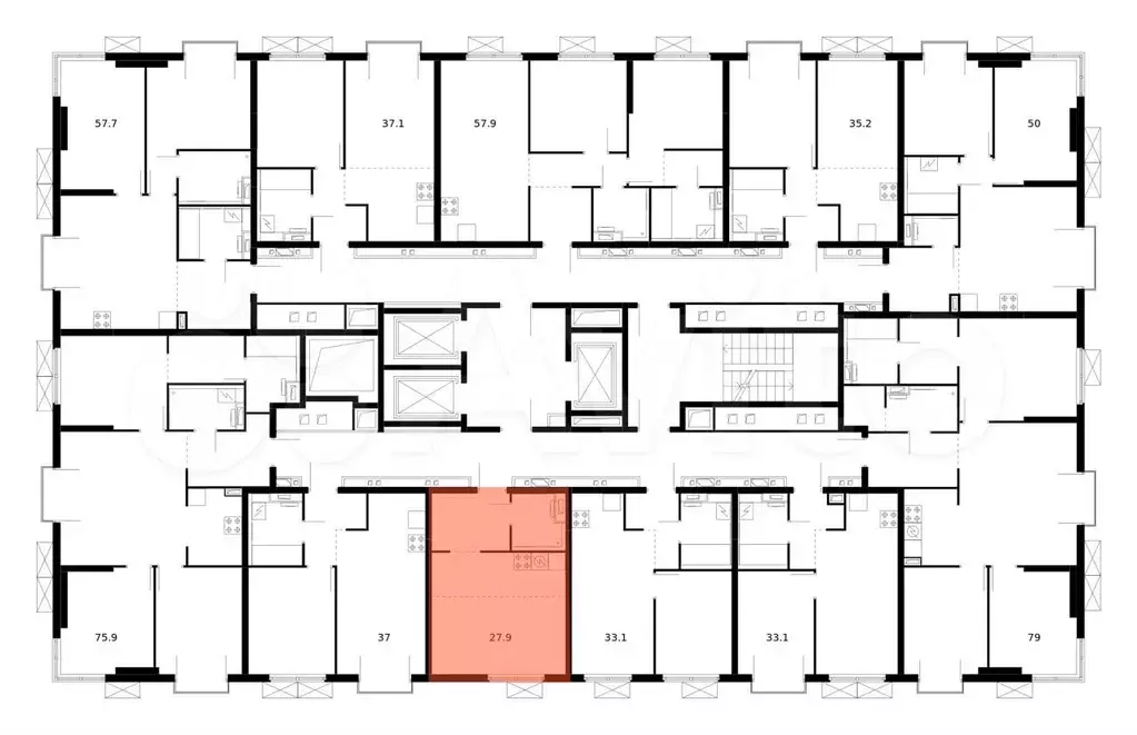 Квартира-студия, 27,9м, 19/24эт. - Фото 1