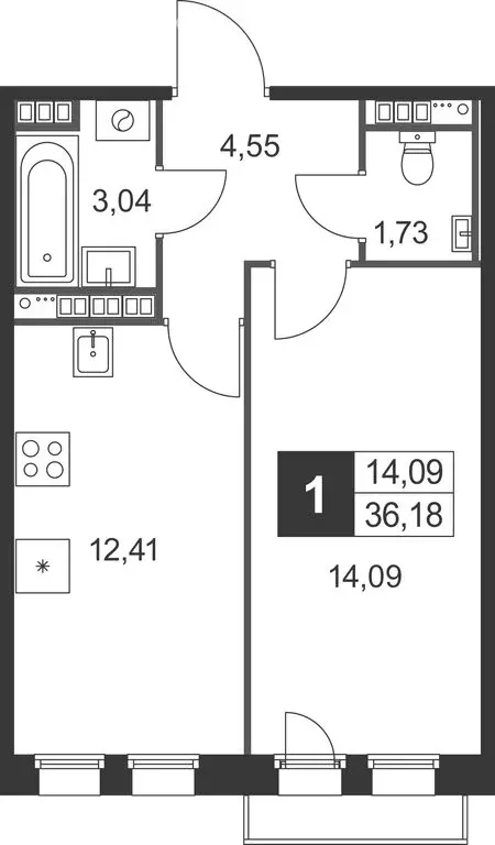 1-комнатная квартира: Ленинградская область, Гатчинский муниципальный ... - Фото 1