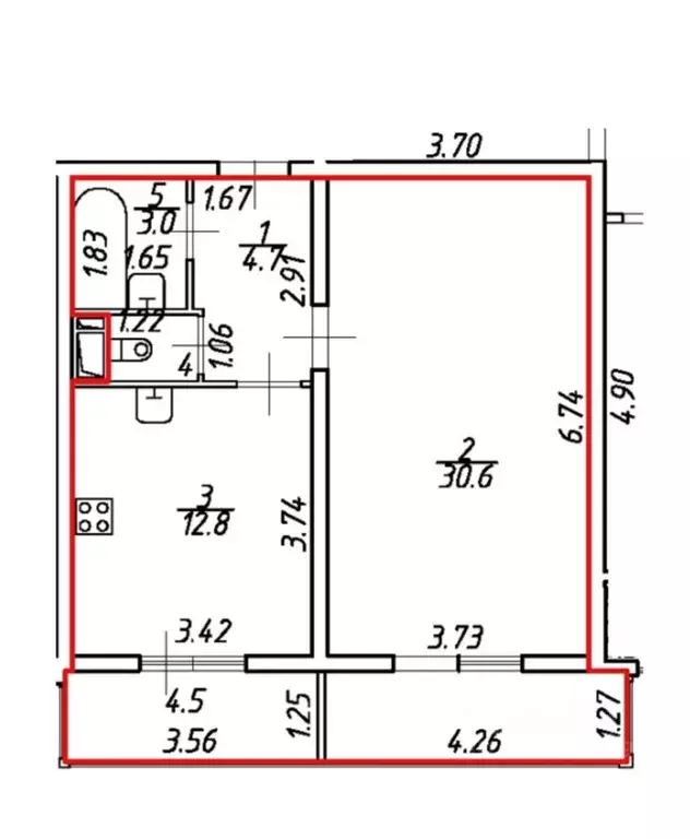 1-к кв. Санкт-Петербург Зеленогорская ул., 7 (52.3 м) - Фото 2