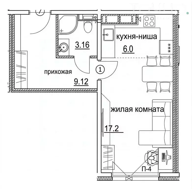 Студия Пензенская область, Пенза ул. Яшиной, 2 (35.2 м) - Фото 2