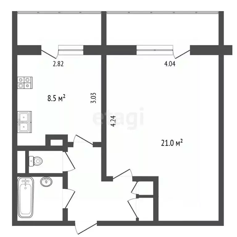 1-к кв. Москва Бирюлевская ул., 55К1 (47.0 м) - Фото 2