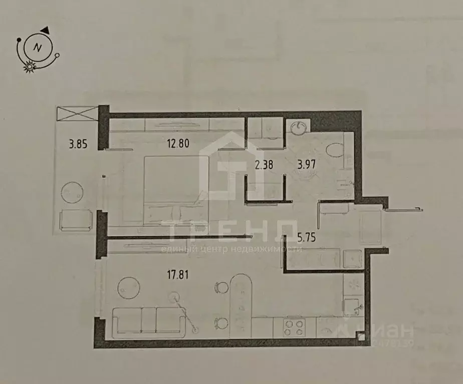 1-к кв. Санкт-Петербург ш. Суздальское, 22к2 (43.5 м) - Фото 2