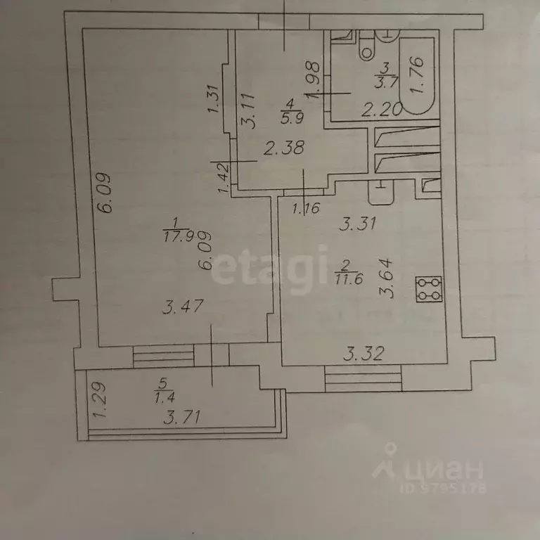 1-к кв. Татарстан, Казань ул. Нурихана Фаттаха, 15 (39.1 м) - Фото 1