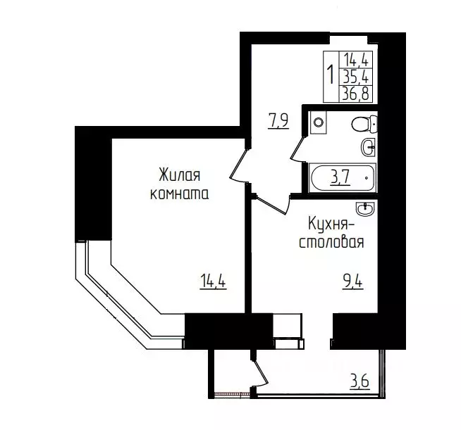 1-к кв. Амурская область, Благовещенск Зейский Бульвар жилой комплекс ... - Фото 1