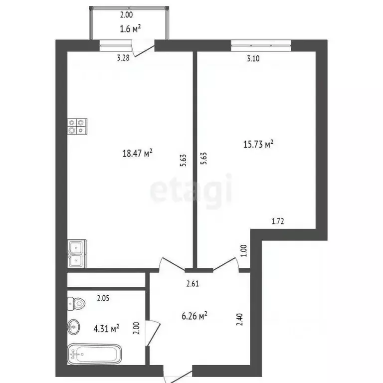 1-к кв. Краснодарский край, Геленджик Новороссийская ул., 135 (44.6 м) - Фото 0