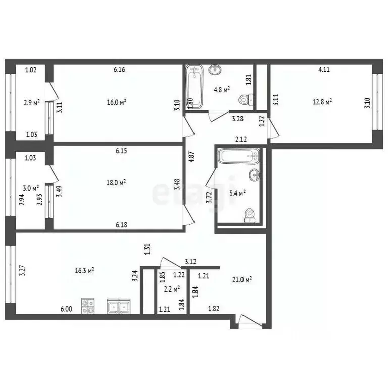 3-к кв. Санкт-Петербург ул. Челюскина, 10 (96.5 м) - Фото 2