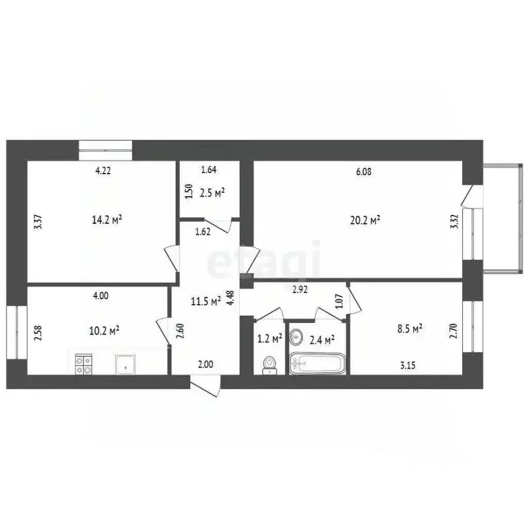 3-к кв. Саха (Якутия), Якутск ул. Свердлова, 6/1 (70.3 м) - Фото 2