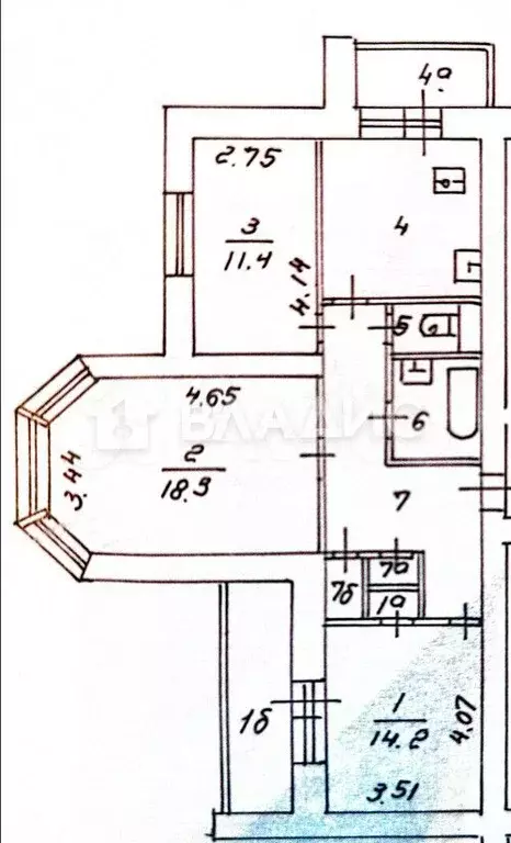 3-к. квартира, 71,4 м, 6/14 эт. - Фото 0