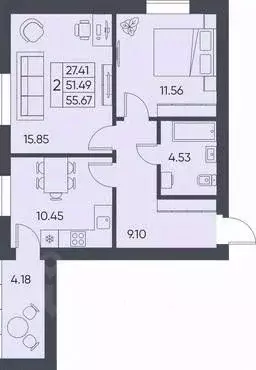 2-к кв. Саратовская область, Татищево рп  (55.67 м) - Фото 0