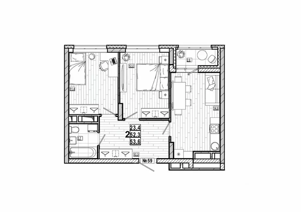 2-к кв. Нижегородская область, Дзержинск ул. Маяковского, 35Б (53.6 м) - Фото 0