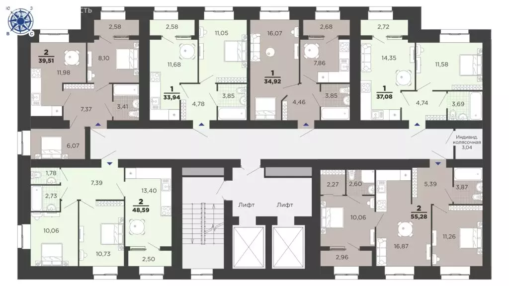 1-комнатная квартира: район Семчино, Семчинская улица, 8 (33.94 м) - Фото 1