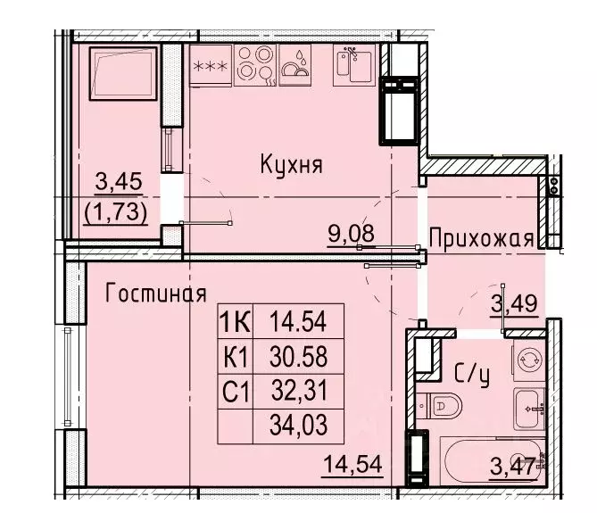 1-к кв. Ставропольский край, Ставрополь ул. Западный обход, 50А (34.03 ... - Фото 0