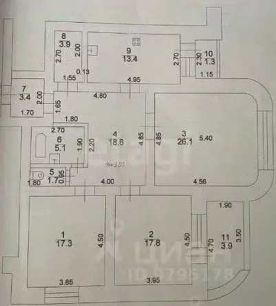 3-к кв. Татарстан, Казань ул. Чехова, 53 (107.0 м) - Фото 1