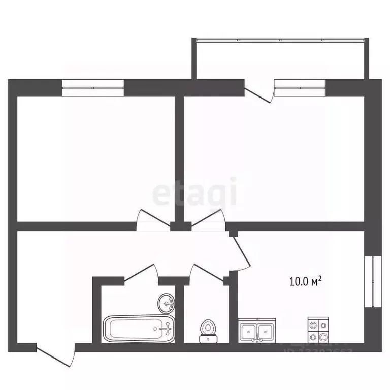 2-к кв. Ханты-Мансийский АО, Сургутский район, Белый Яр пгт ул. ... - Фото 1