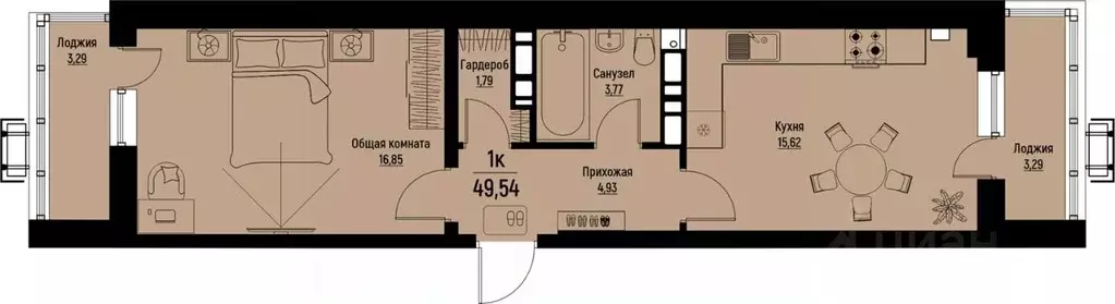 1-к кв. Ставропольский край, Пятигорск Скачки мкр,  (49.54 м) - Фото 1