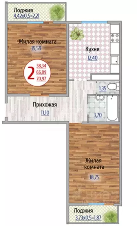 2-к кв. Адыгея, Тахтамукайский район, Яблоновский пгт ул. Кобцевой, ... - Фото 2