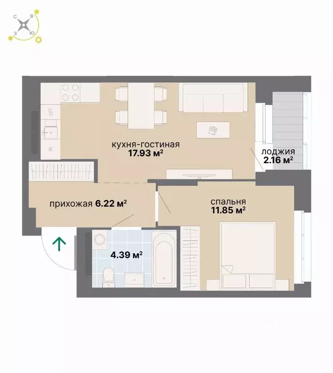 1-к кв. Свердловская область, Екатеринбург Академический мкр, № 8А.4 ... - Фото 0