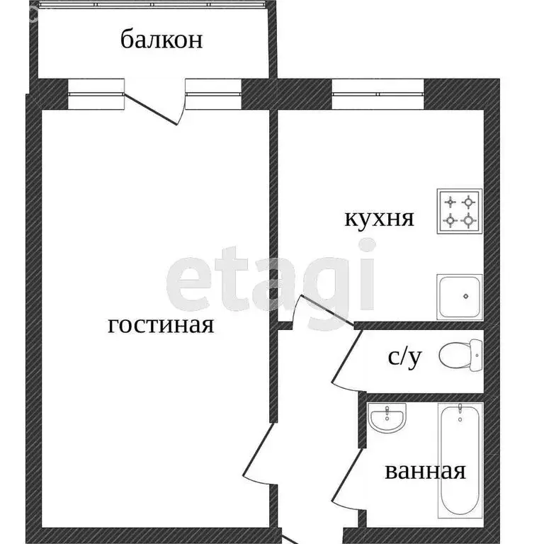 1-комнатная квартира: Златоуст, улица Пугачёва, 14 (32.7 м) - Фото 1