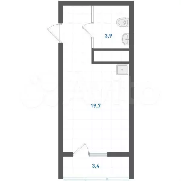 Квартира-студия, 25,4 м, 29/31 эт. - Фото 0