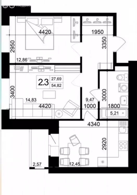 2-комнатная квартира: Великий Новгород, Псковская улица, 56к2 (60 м) - Фото 1