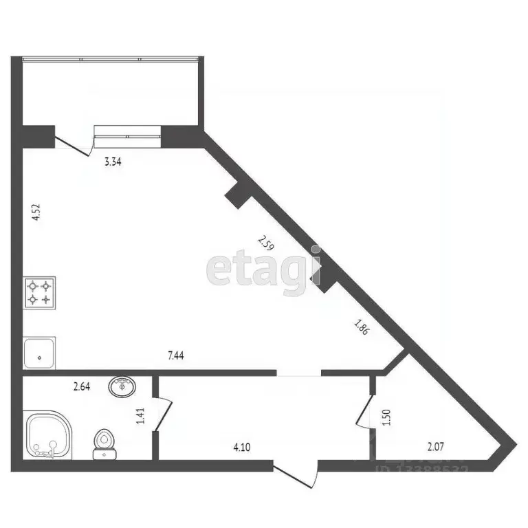 Студия Красноярский край, Красноярск Светлогорская ул., 11А (36.1 м) - Фото 1