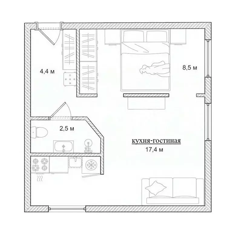 1-к кв. Санкт-Петербург Пионерская ул., 48 (32.9 м) - Фото 1