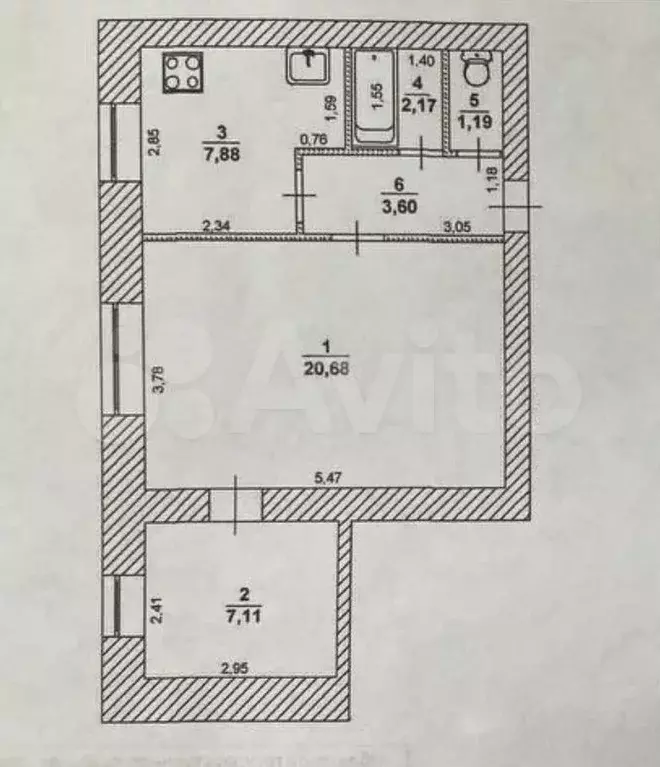 2-к. квартира, 42,6 м, 1/11 эт. - Фото 0