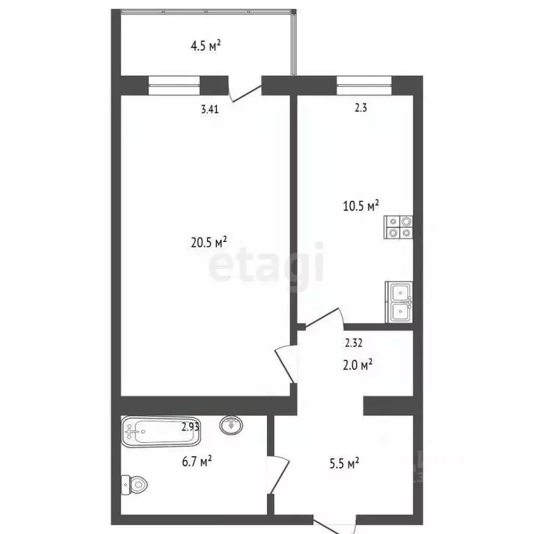 1-к кв. Томская область, Томск Нечевский пер., 4/1 (49.5 м) - Фото 2