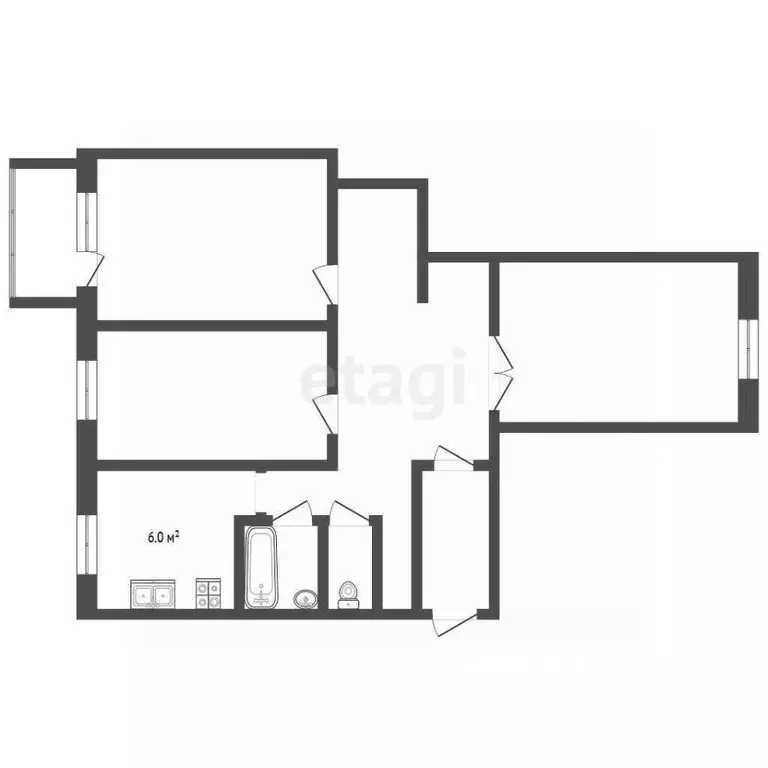 3-к кв. Архангельская область, Архангельск проезд Приорова, 5 (60.3 м) - Фото 2