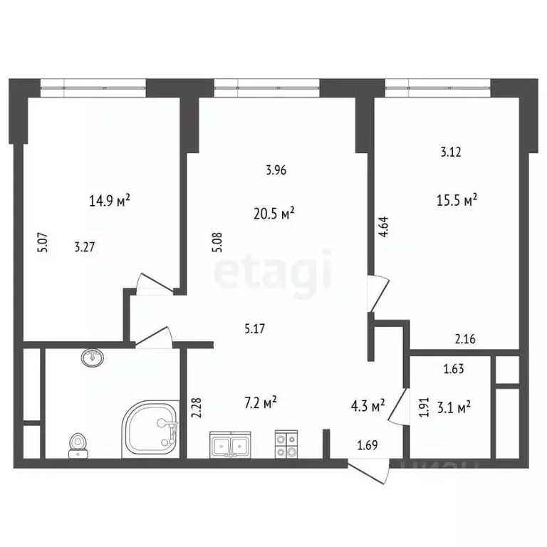 3-к кв. Москва Мичуринский просп., 56 (71.3 м) - Фото 2