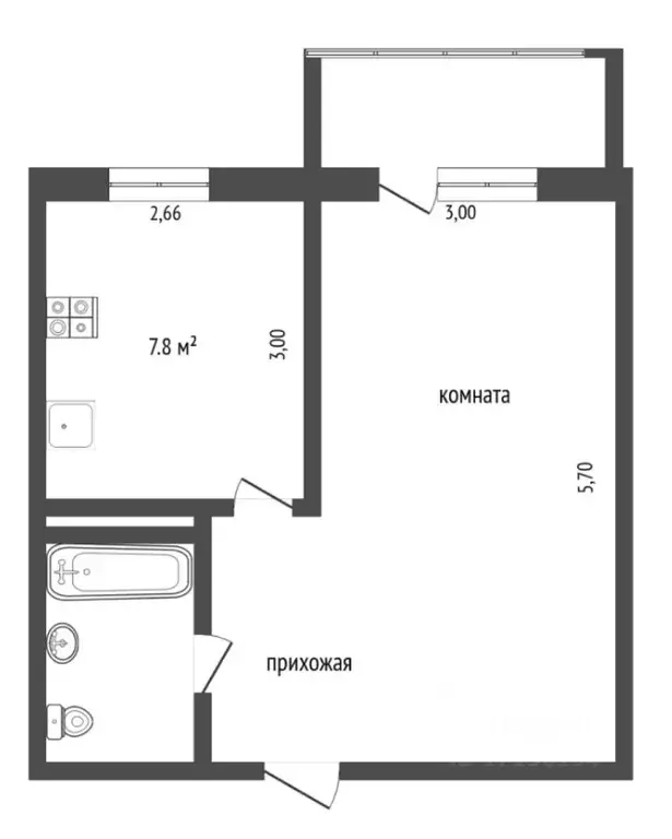 1-к кв. Тюменская область, Тюмень ул. Максима Горького, 3 (31.9 м) - Фото 2