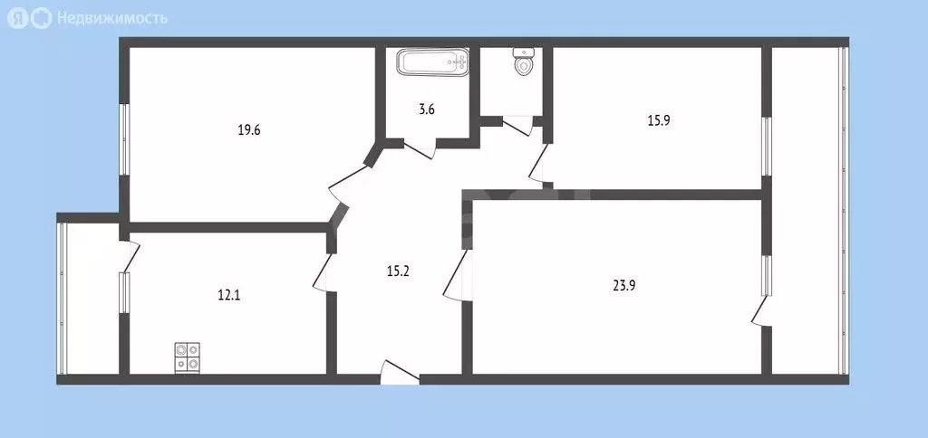 3-комнатная квартира: Черкесск, Октябрьская улица, 380 (92 м) - Фото 1