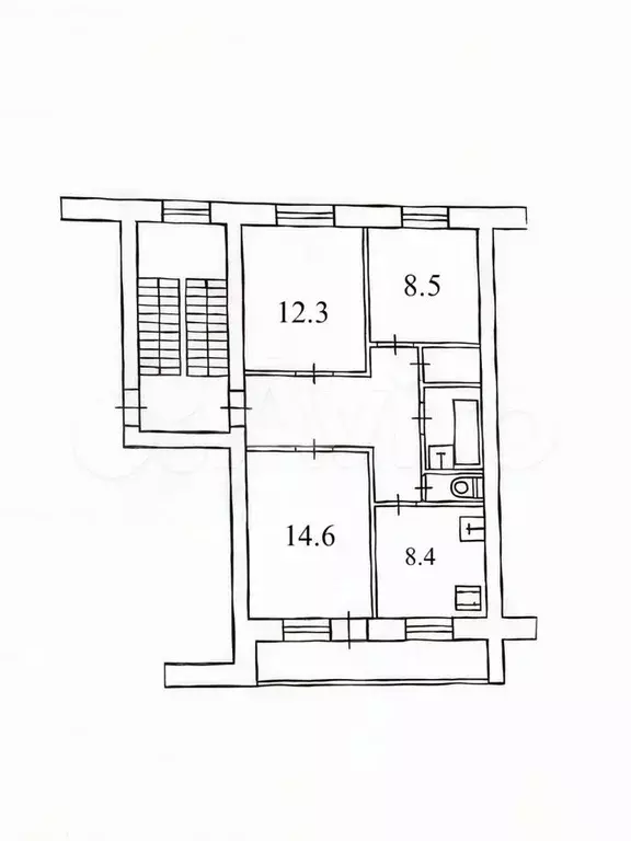 3-к. квартира, 59,1 м, 2/5 эт. - Фото 0