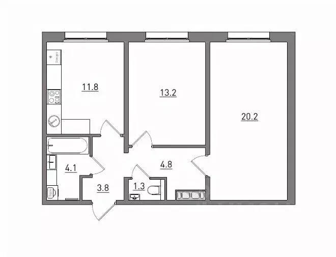 2-к кв. Кировская область, Киров ул. Чистопрудненская, 13А (59.2 м) - Фото 1
