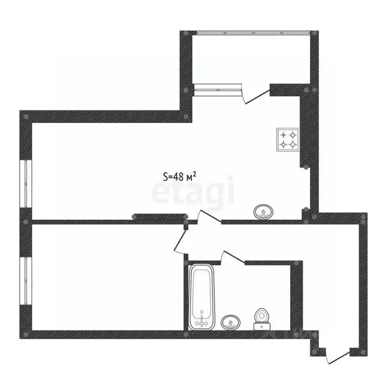 2-к кв. Башкортостан, Уфа ул. Фурманова, 6 (48.0 м) - Фото 1